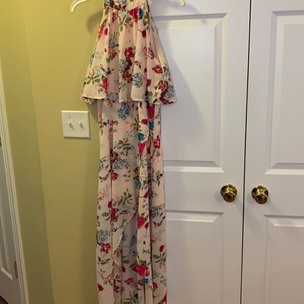 Entro Size Small halter wrap maxi dress with mini length lining